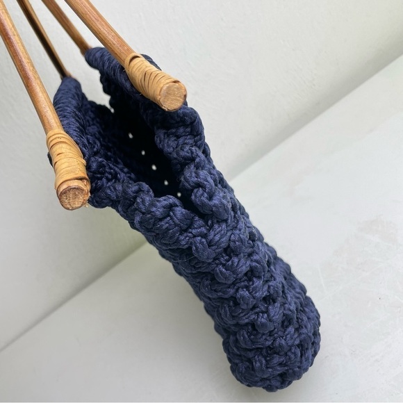 Handmade Bohemian Boho Minimalist Neutral Woven Macrame Shoulder bag Wood Handle - Picture 7 of 8